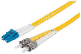 Intellinet Low Loss Wavelength Limited (LWL) Singlemode Fiber Optic Cable LC/ST 2 meters, OS2 yellow