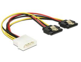 Delock Molex 4-pin power cable - 2x SATA 15-pin cable, 0.20m, straight/bracketed