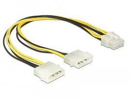Delock Molex 2x4Pin Power Cable - EPS 8Pin 30cm, Stainless Steel/Steel