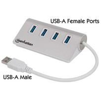 Manhattan Hub 4-Port 4xUSB3.0 Aluminum USB