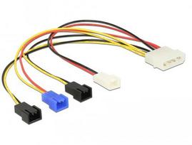Delock Molex 4Pin Power Cable - 4x 2Pin Fan Cable, 0.20m, Stainless Steel/Steel