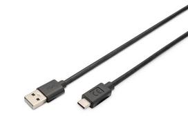Digitus USB 2.0 Type C to A cable, 3.0m, stainless steel (St/St), shielded (sw)