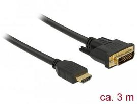 Delock HDMI cable  DVI 24+1 bidirectional 3.00m black