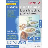Genie Laminating pouches, 25 A4 sheets, pre-punched, 125 Mic.