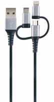 Schwaiger USB 2.0 A to 3-in-1 1.5m Black/Silver Male Cable