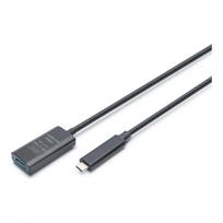USB prailginimo laidas Digitus 9 pin USB Type A Female 24 pin USB-C Male Juodas 5 m