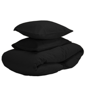 Glamžytos medvilnės patalynės komplektas „Kora Black“ (50x70 cm)
