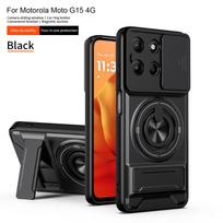 Slide Camera Cover Compatible for Motorola Moto G15 Case With Built-in Ring Stand and Folding Stand for Motorola Moto G15 juoda