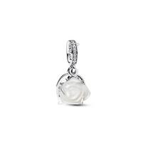 Pandora Moments Series Double Hanging Charm 925 Silver Zircon Pearl Pendant Women pendant 793200C01 Shopping Bag