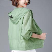 Large-size Maternity Fashion Sunscreen Clothing, Summer Jacket, Fashion Cardigan, Outdoor Sunscreen Clothing, Short Jacket XXXXL tamsiai mėlyna spalva