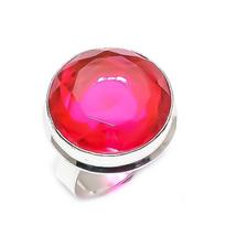 Natural Pink Rubillite Gemstone 925 Sterling Silver Jewelry Ring Size 9 ETC-10266