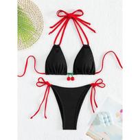 2026 braškių dizainerio moteriškas seksualus baltas su kontrastu push-up mikro maudymosi kostiumas Brazilijos tvarstis maudymosi kostiumas stringai maudymosi drabužiai S balta