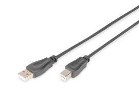 Digitus USB 2.0 Type A to B cable, 1.8m, stainless steel (St/St)