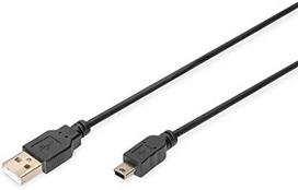 Digitus USB 2.0 Type A to mini B, stainless steel (St/St) 1.8m, shielded (sw)