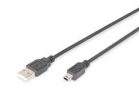 Digitus USB 2.0 Type A to mini B, 3.0m, stainless steel (St/St)