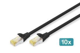 Digitus CAT 6A S/FTP Patch Cable, 10 pieces, 0.5m, black