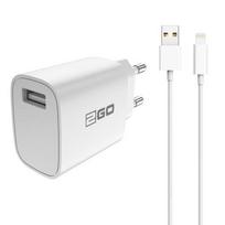 2GO Power adapter 10.5W 1x USB-A incl. Lightning cable - white