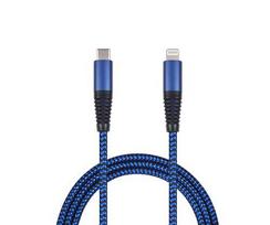 2GO USB charging/data cable Type-C - Lightning Nylon 1m blue