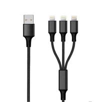2GO 3in1 USB Charging Cable 3x Lightning Nylon 1.5m Black