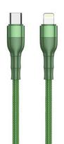 2GO USB charging/data cable Type C - Lightning, nylon, 1m, green