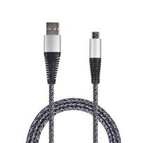 2GO USB charging/data cable USB-A - Micro-USB 1m nylon silver
