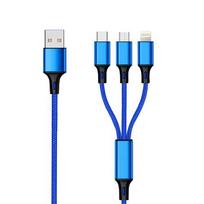 2GO 3in1 USB charging cable Micro-USB, Apple, Type-C Nylon 1.5m blue