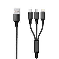 2GO 3in1 USB charging cable Micro-USB, Lightning, USB-C Nylon 3m sw