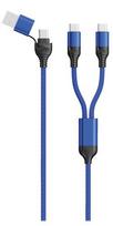 2GO USB / Type C Charging Cable DUO 2x USB-C Nylon 120cm blue