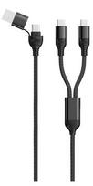 2GO USB/USB-C Charging Cable DUO 2x USB-C Nylon 120cm black