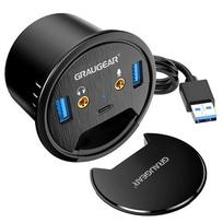 GRAUGEAR USB 3.0 Desk Hub with Audio and Microphone Connection