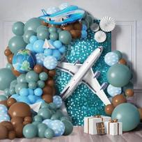 Mėlynų lėktuvų temos balionų rinkinys gimtadienio vakarėlio dekoravimui Airplane balloon set
