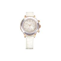 Swarovski Octea Chrono serijos laikrodis Kvarcinis mechanizmas Odinis dirželis Baltas ciferblatas Atsparus vandeniui iki 50 metrų Unisex laikrodžiai 5671150 White Dial