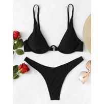 Sexy Backless Bikini 2 Piece Set Women Solid Split Swimsuit High Waist Beach Vacation Bikini 2026 New Summer Swimwear Bikini Set S juoda