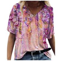 Summer Four-Sided Pop Trend Women'S Clothing Rendering 3D Digital Printing Sexy V-Neck Women'S T-Shirt On L