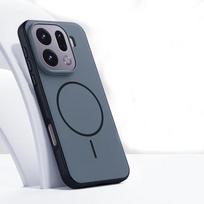 Magnetinis telefono dėklas, skirtas OPPO Find X9/X9 pro, dviejų spalvų, matinis PC TPU, metalinio mygtuko galinis dangtelis OPPO Find X9 Pro mėlyna