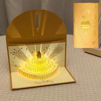 3D Pop-Up Birthday Red Envelope Greeting Card Foldable Gold-stamped Cover New Year's Money Red Envelope Gold Can Hold 1-20 Cash
