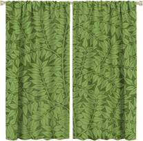 Bohemia Retro William Morris Art Window Curtains Flowers Foliage Green Background Living Room Bedroom Curtain With Light Blocking Polyester Perfect W100*H70(CM)-Grommet top&1PCS
