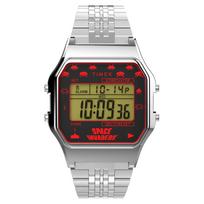 Timex T80 x Space Invaders 34 mm kvarcinis nerūdijančio plieno dirželis sidabrinis 18 laisvalaikio laikrodis (Modelis TW2V30000YB)