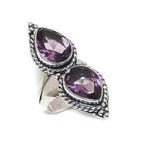 Natural Amethyst Gemstone Handmade 925 Sterling Silver Jewelry Ring Size 7 AR-16826