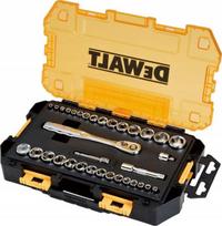 Dewalt 34 elementų lizdų ir terkšlės rinkinys 1/4" 3/8"