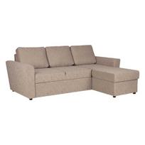 Kampinė sofa-lova Home4you INGA smėlio spalvos, modernaus dizaino su patalynės dėže