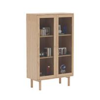 Vitrina Home4You Hansen 90x40x150 cm, ąžuolo apdaila, stiklinės durelės