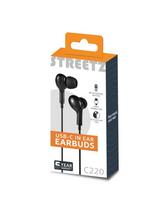 Ausinės STREETZ C220-BLK, USB-C, juodos sp.