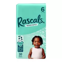 RASCALS sauskelnės, 6 dydis, 15-20 kg., 30 vnt.