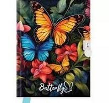 Dienoraštis GDD 14x18cm 80l. balti lapai, su spynele, BUTTERFLY