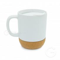 Puodelis baltas sublimacinis su kamštine apačia HILO 111x87 (300 ml)|894335