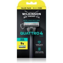 Wilkinson Sword Quattro skutimosi mašinėlė + pakaitiniai peiliukai, 8 vnt.