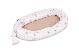 SENSILLO kūdikių lizdas iš muslino su pienėmis Beige 80x45 | SILLO-229002 | 5903076323095