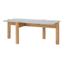 Natūralios spalvos kavos staliukas su stikliniu stalviršiu 55x105 cm Kob – noo.ma