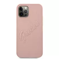GUESS GUHCP12LRSAVSRG PU Saffiano Vintage Script Case for iPhone 12 Pro Max in Rose Gold
